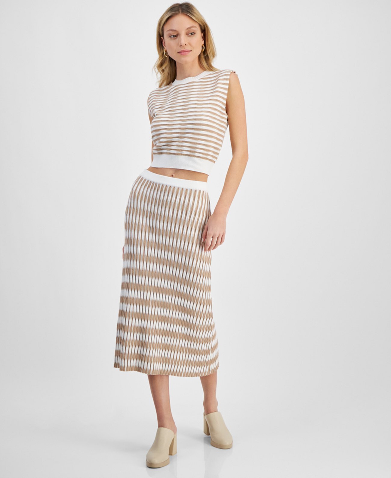 Women's Newport Striped Knit Midi Skirt Lucy Paris