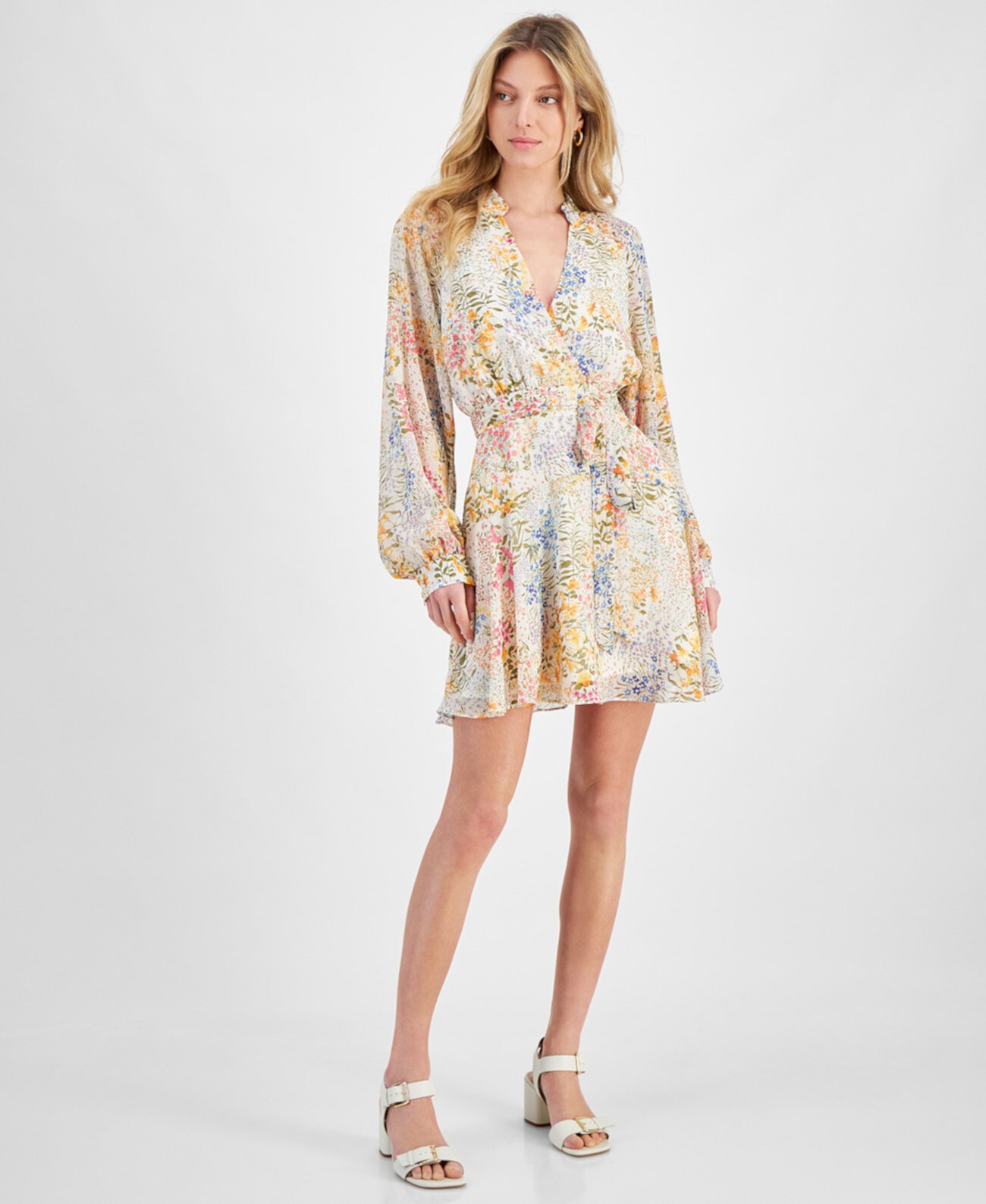 Women's Zinna Floral-Print Faux-Wrap Dress Lucy Paris