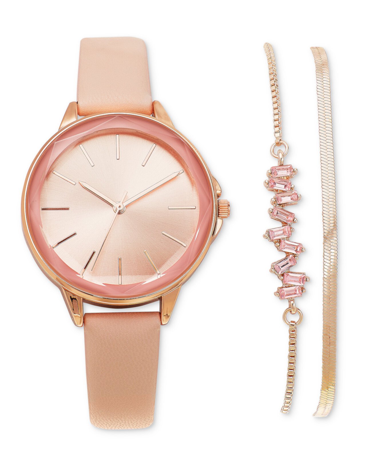 Women's Pink Strap Watch 36mm Set, Created for Macy's I.N.C. International Concepts