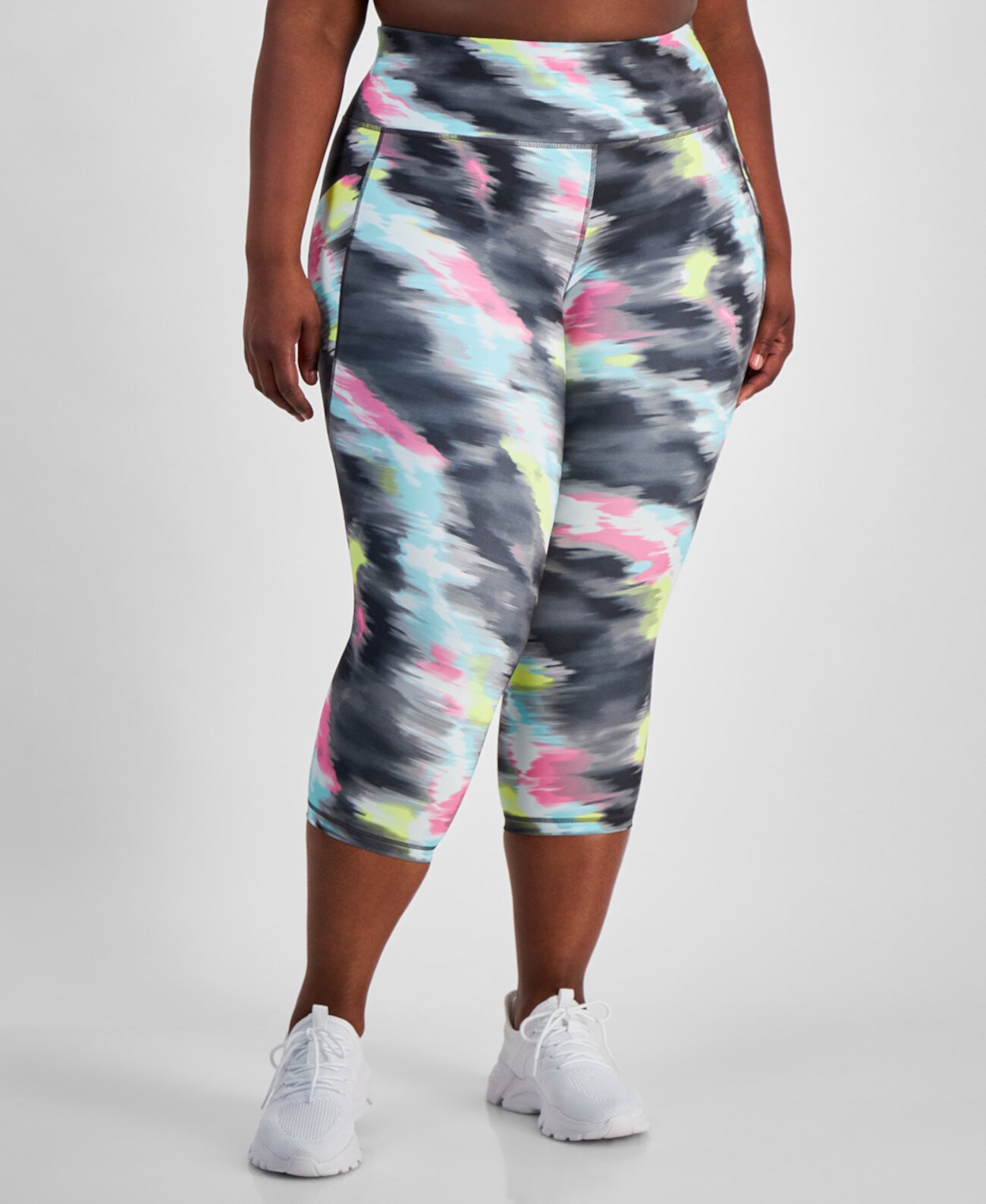 Plus Size Compression Shibori Wave Cropped Leggings, Created for Macy's ID Ideology