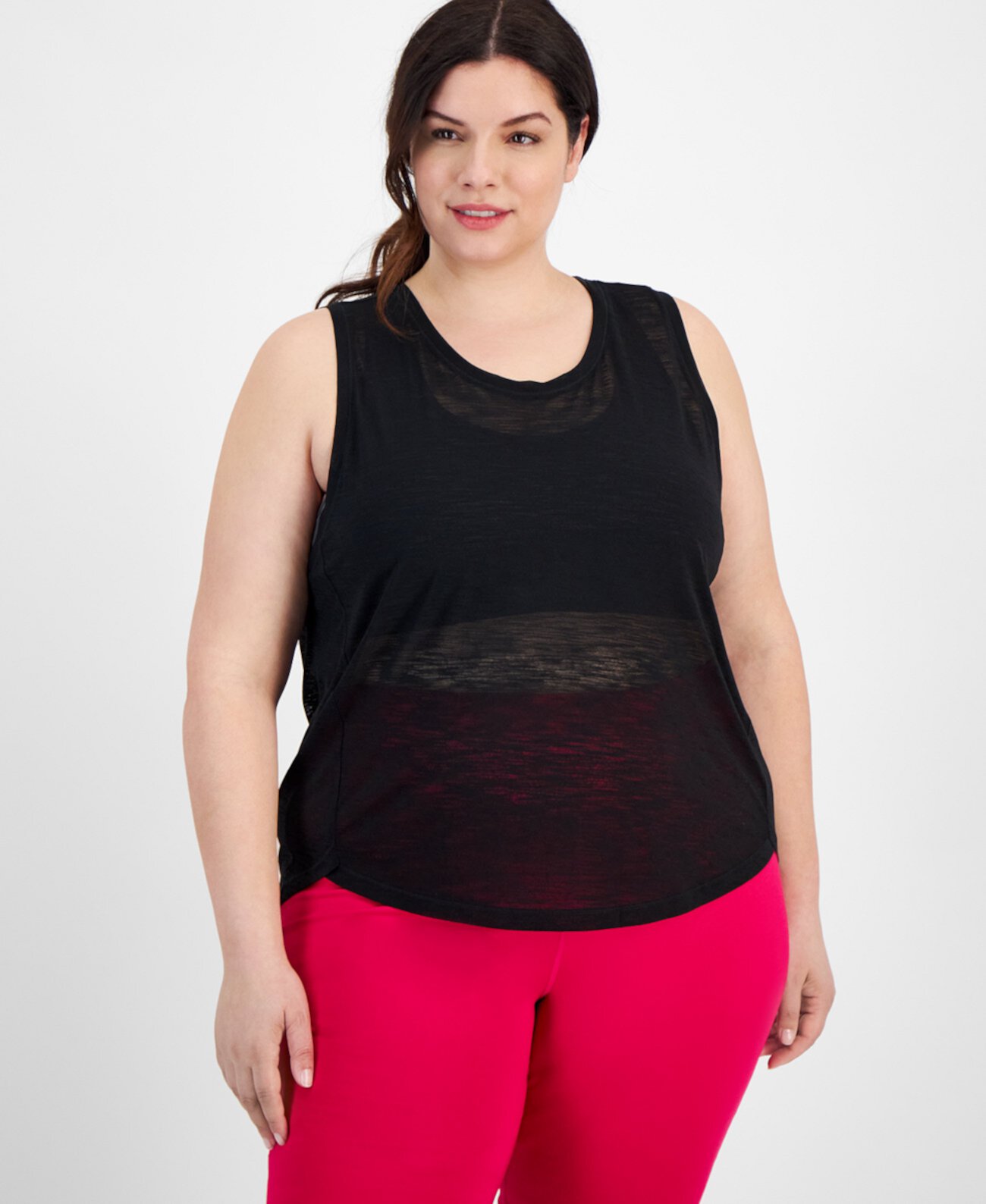 Plus Size Breezy Burnout Tank Top, Created for Macy's ID Ideology