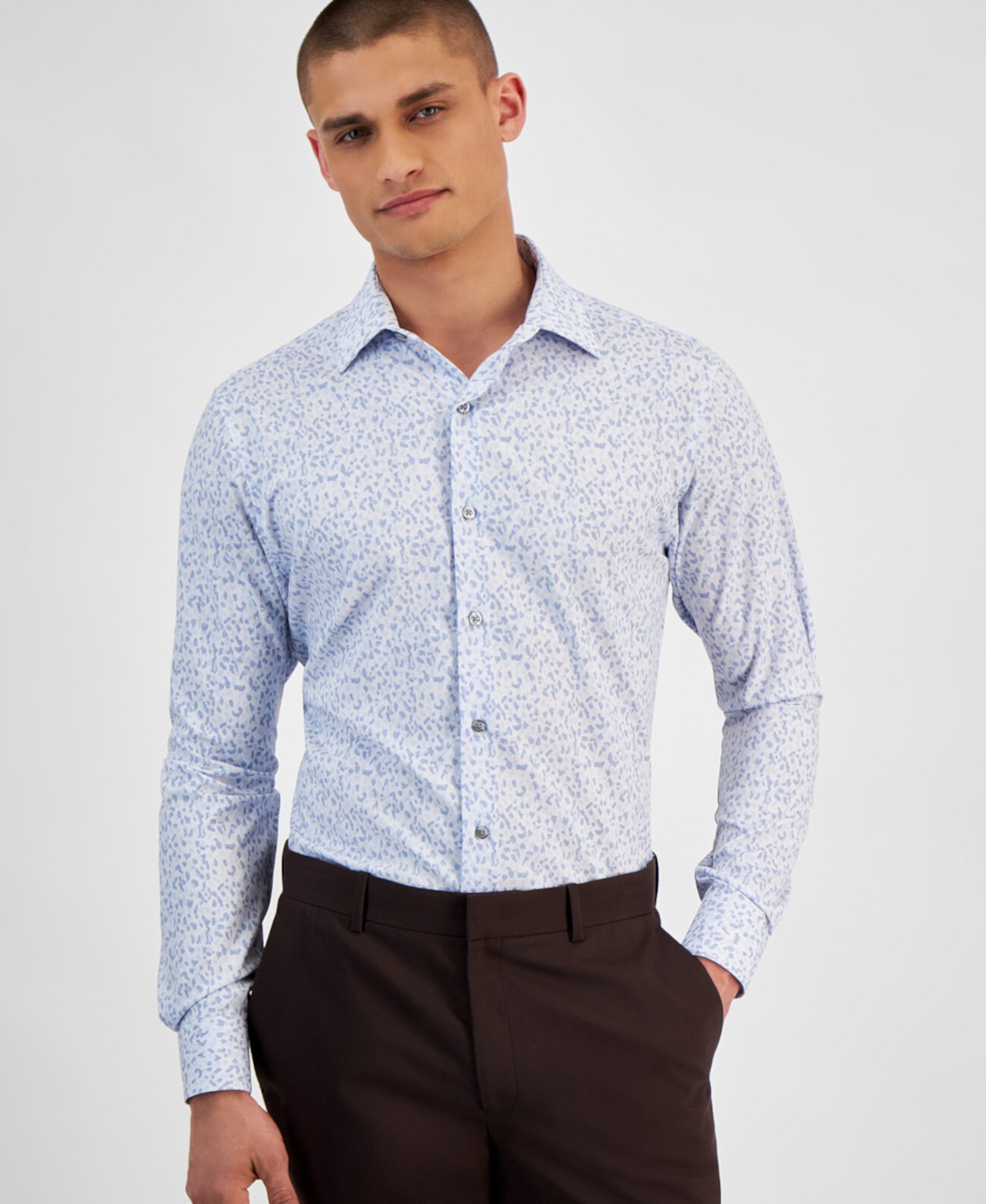 Men's Slim-Fit 4-Way Stretch Textured Dress Shirt, Created for Macy's Alfani