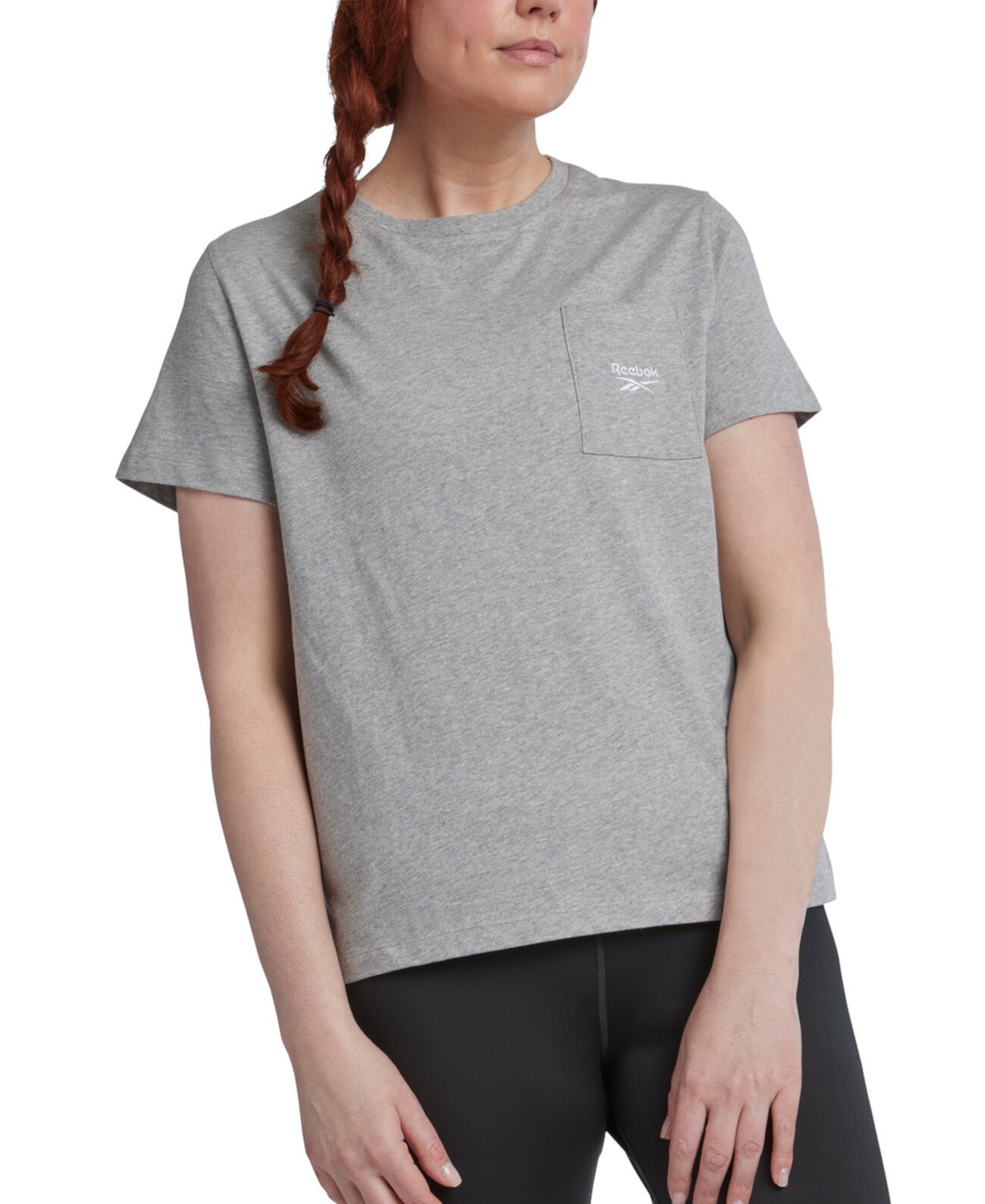 Plus Size Identity Crewneck Patch-Pocket T-Shirt Reebok