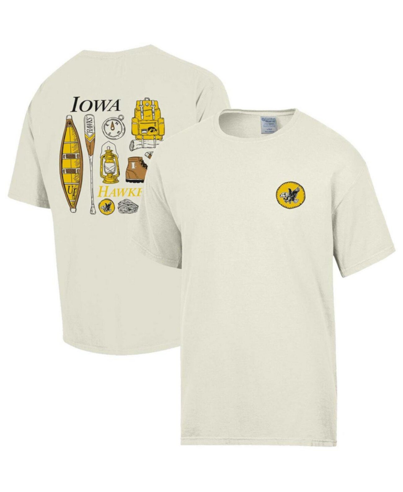 Men's Cream Iowa Hawkeyes Camping Trip T-shirt Comfortwash