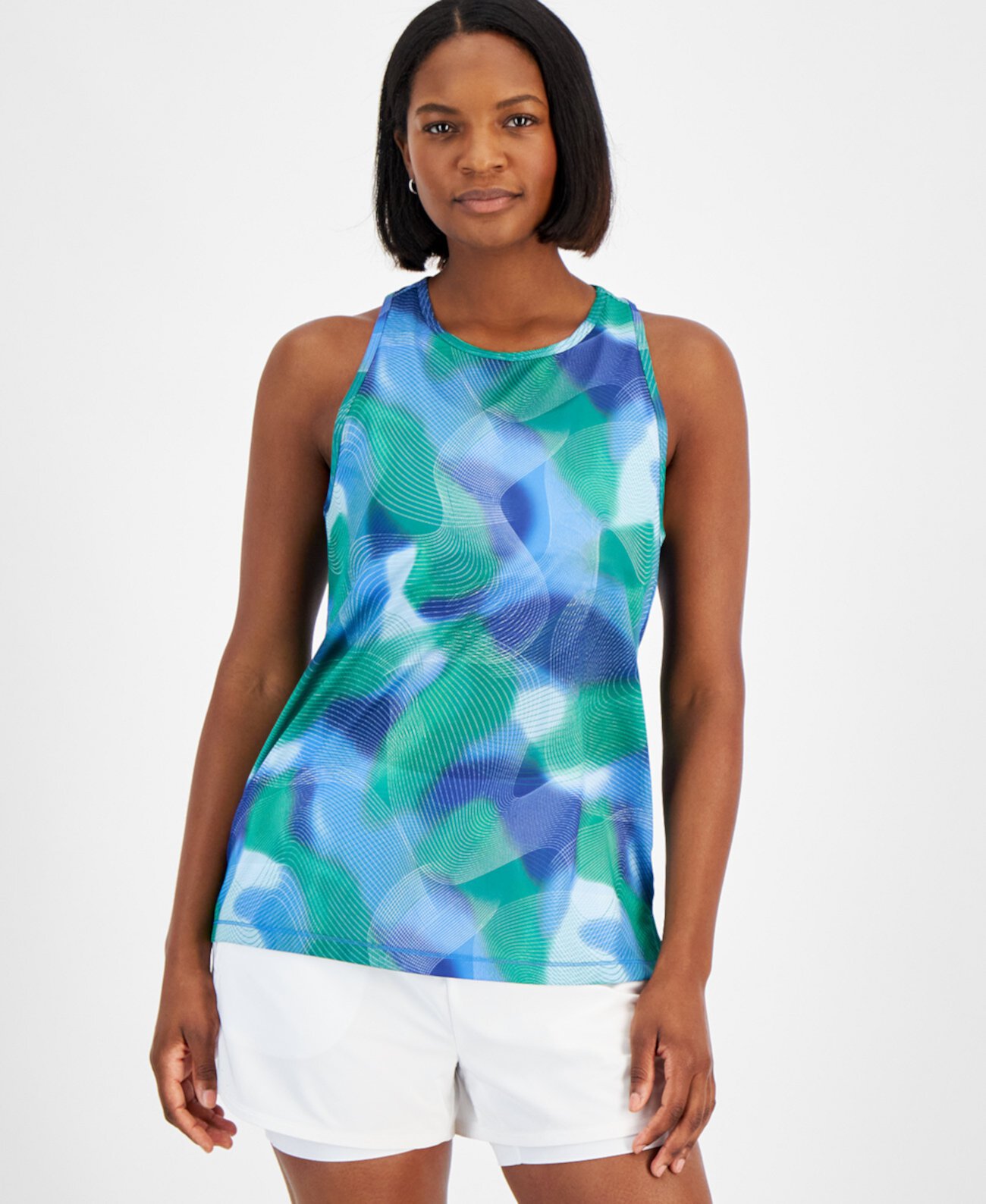 Women's Waves Mesh Racerback Tank Top, Created for Macy's ID Ideology