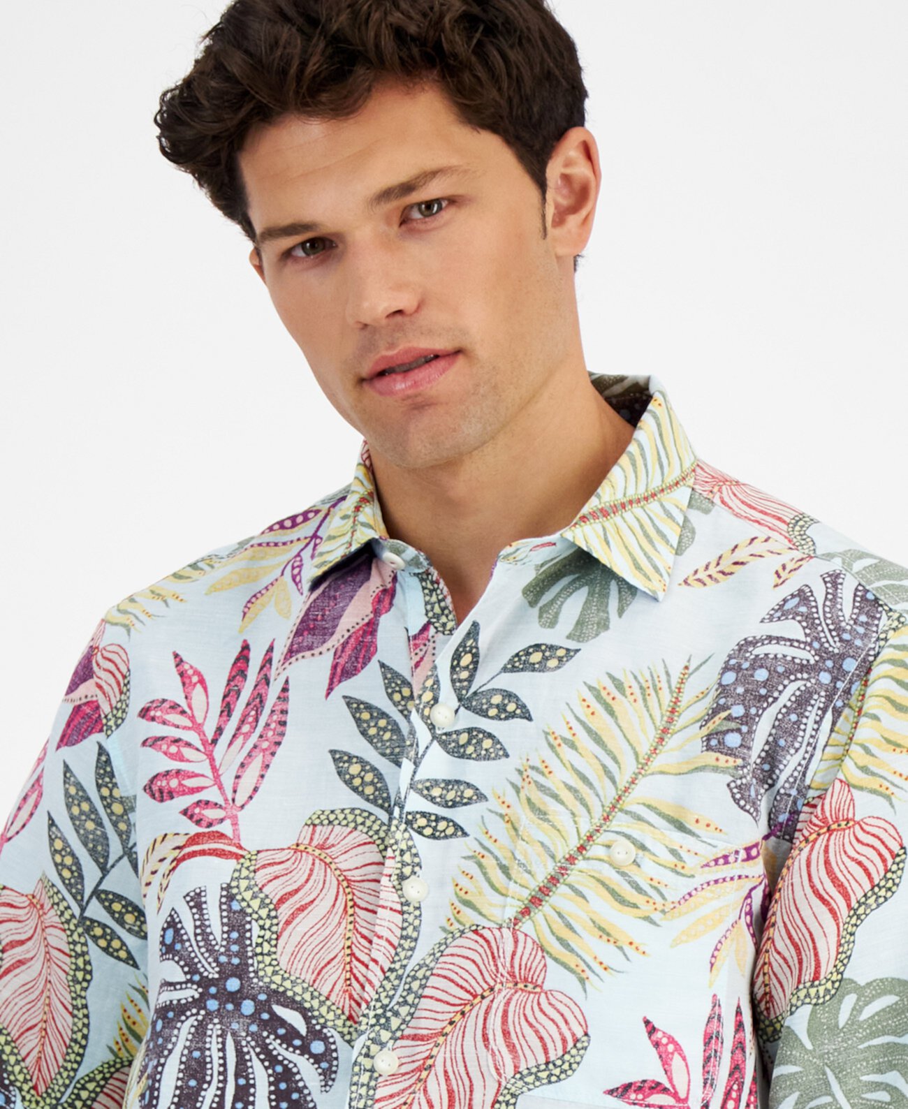 Мужская Повседневная рубашка Tommy Bahama Льняная с рисунком листвы Tommy Bahama