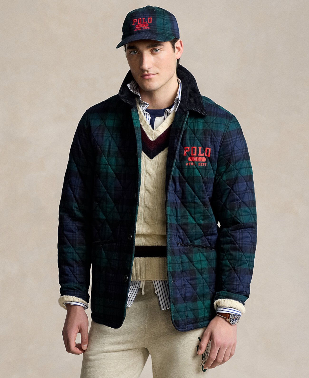 Мужское Пальто Polo Ralph Lauren в клетку с логотипом Polo Ralph Lauren