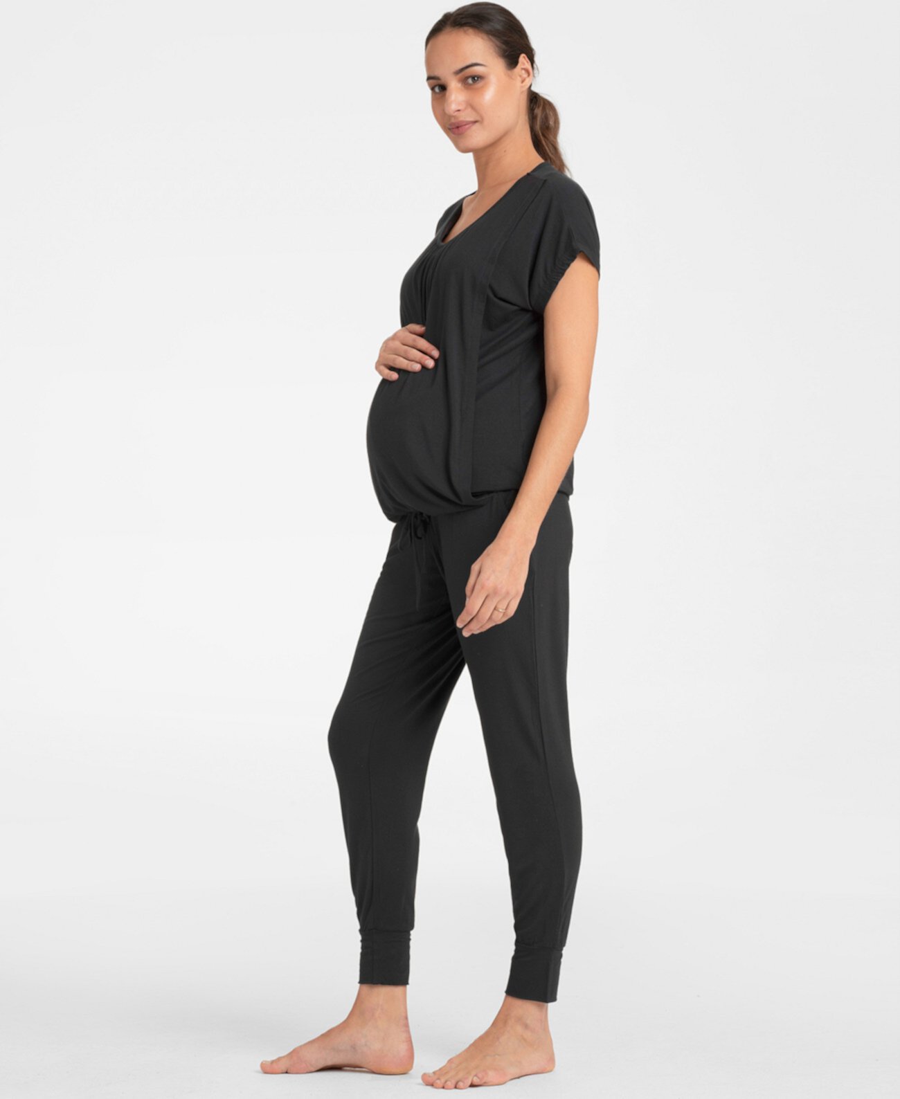Women's Ultra-Soft Black Maternity and Nursing Loungewear Set Seraphine