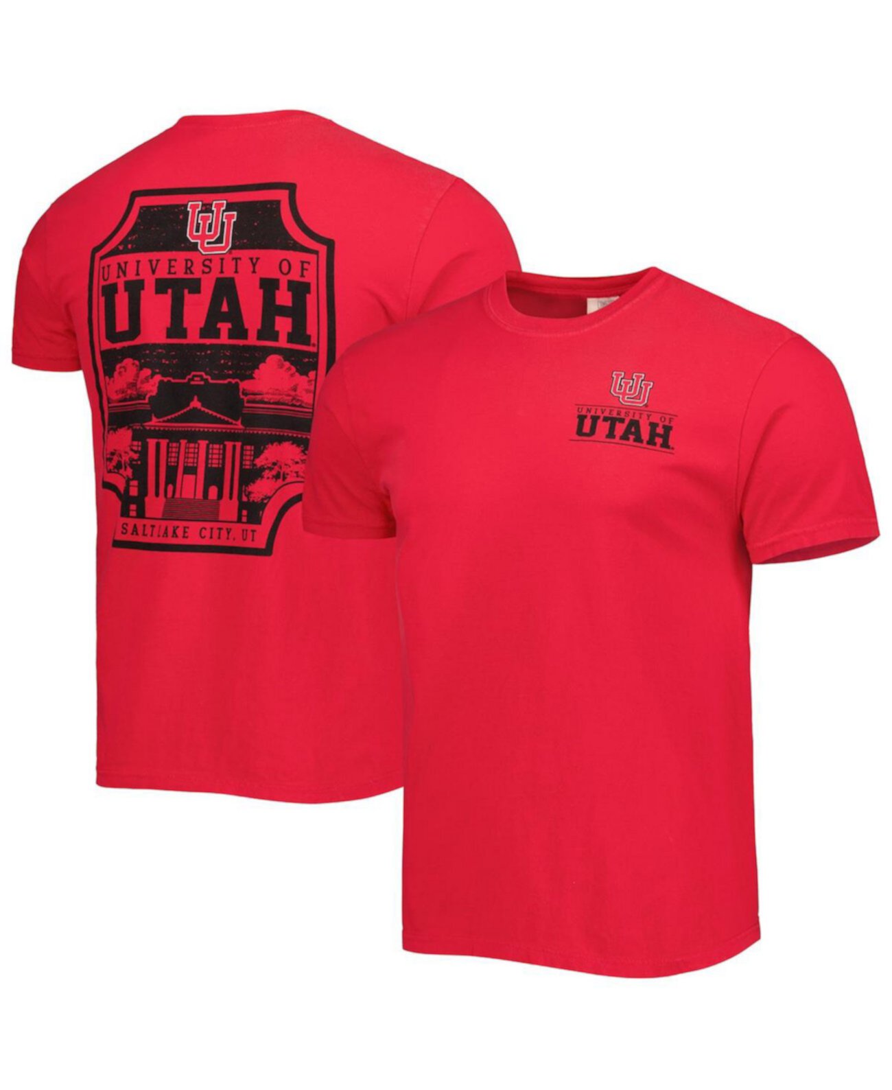 Men's Red Utah Utes Logo Campus Icon T-shirt Image One