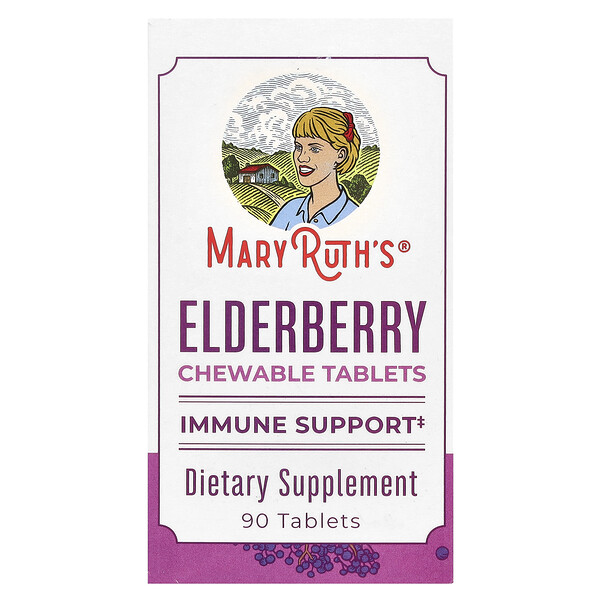Elderberry Chewable Tablets, 90 Tablets MaryRuth's