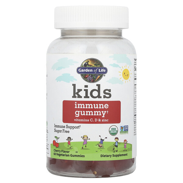 Kid's Immune Gummy + Vitamin C, D & Zinc, Cherry, 60 Vegetarian Gummies Garden of Life