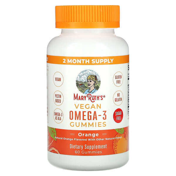 Vegan Omega-3 Gummies, Natural Orange, 60 Gummies MaryRuth's