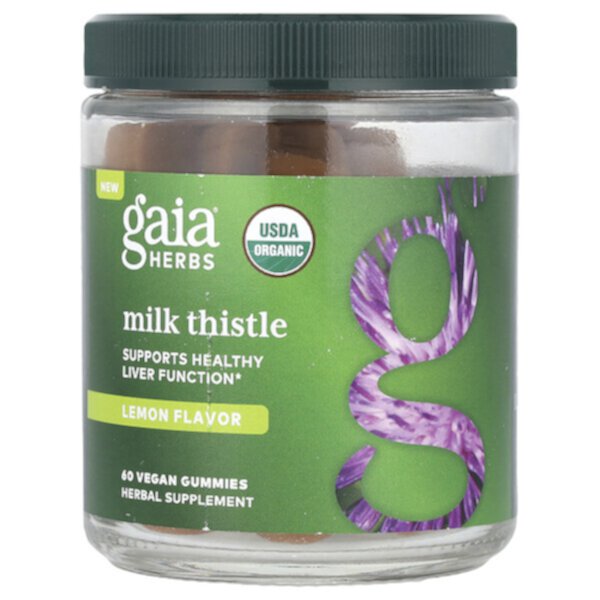 Milk Thistle Gummies (Жевательные конфеты), Lemon, 60 Vegan Gummies Gaia Herbs