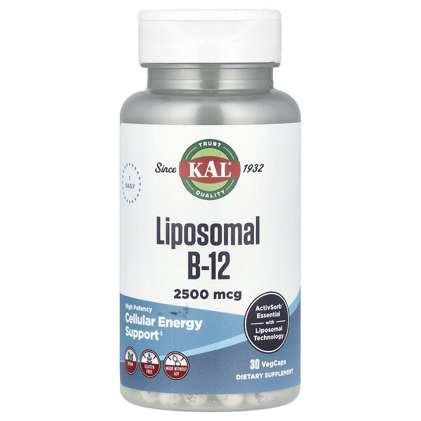 Liposomal B-12, High Potency, 2,500 mcg, 30 VegCaps KAL