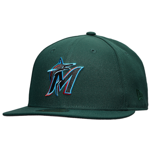 Кепка Marlins 59Fifty с фиксированной посадкой, стильная и легкая, из высококачественного мягкого полиэстера New Era