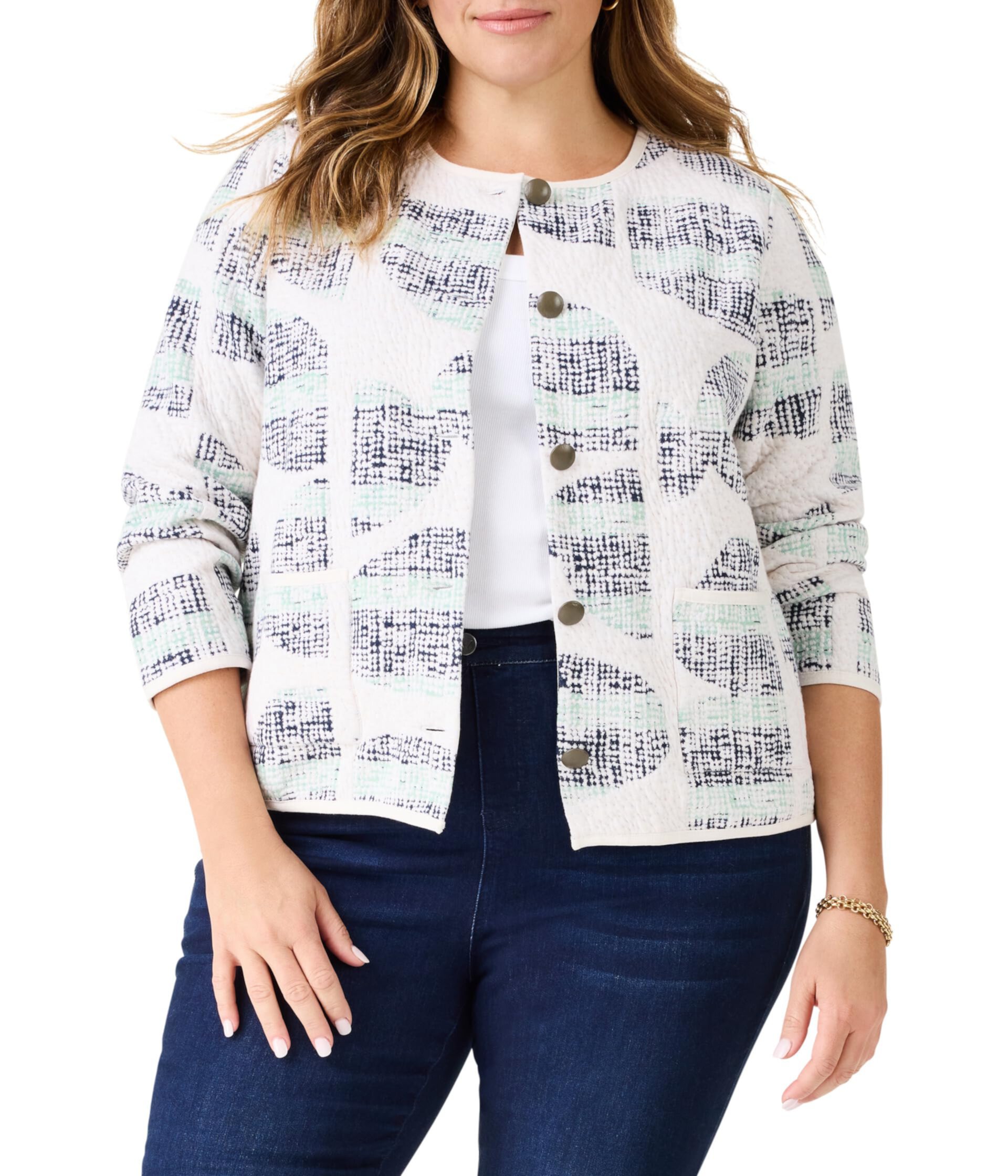 Plus Size Circle Sequence Knit Jacket NIC+ZOE