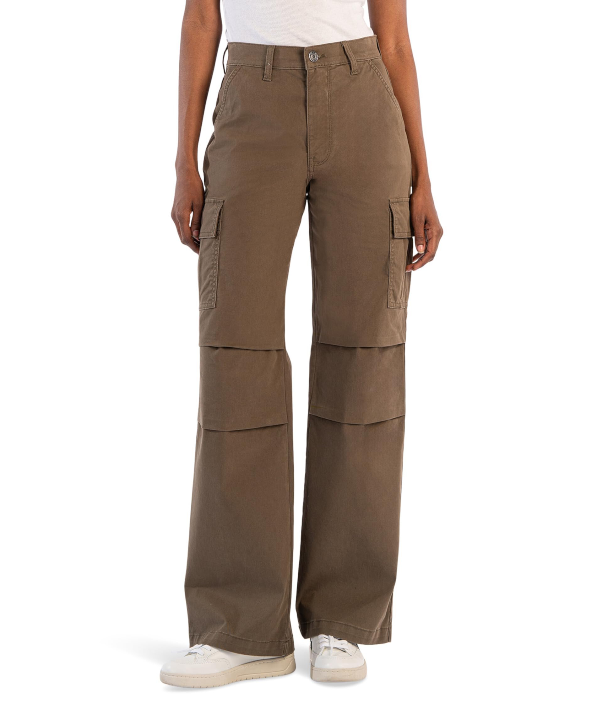 Miller High-Rise Straight Wide Leg Cargo Pockets in Oregano KUT from the Kloth