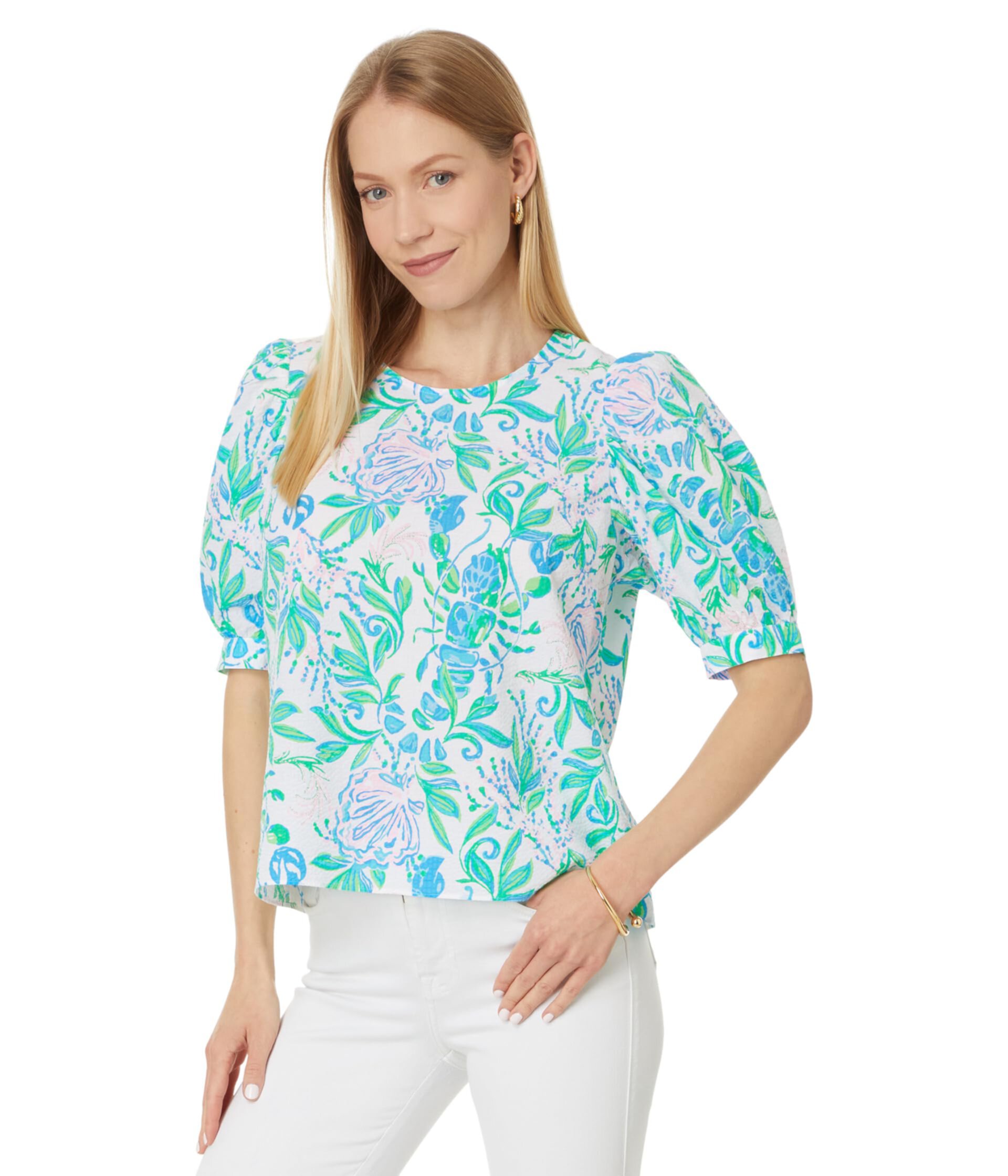 Masieleigh Short Sleeve Cotton Top Lilly Pulitzer