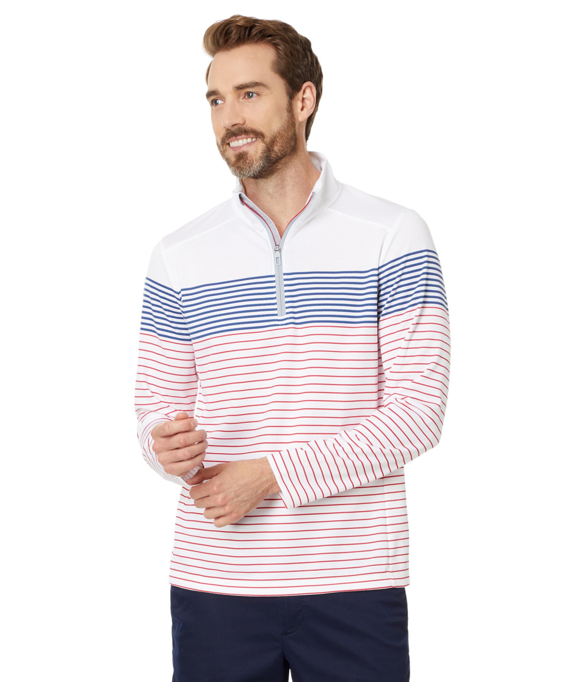 English Stripe Sankaty Quarter Zip Vineyard Vines