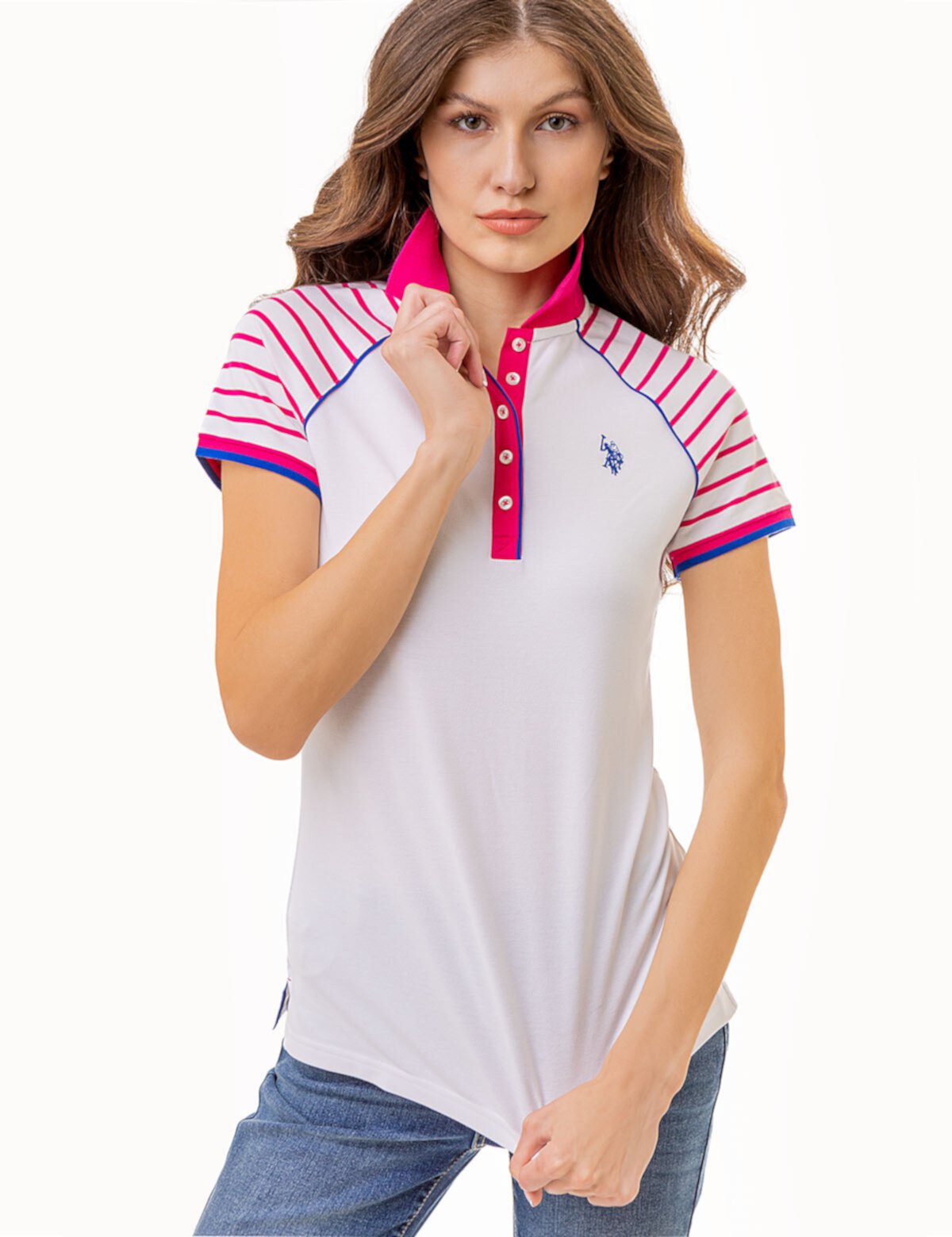 Женская Поло рубашка U.S. POLO ASSN. Raglan Stripe U.S. POLO ASSN.