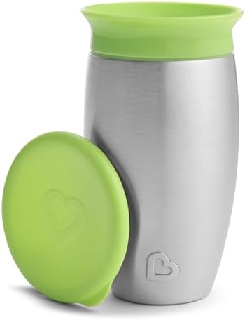 Munchkin® Miracle® 360 Toddler Sippy Cup, Spill Proof, 10 Ounce, Stainless Steel, Blue & Miracle® 360 Toddler Sippy Cup, Spill Proof, 10 Ounce, Stainless Steel, Green Munchkin