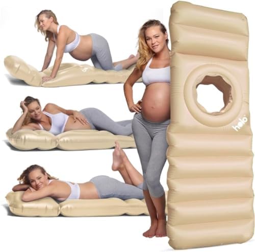 HOLO The Original Inflatable Pregnancy Pillow - Full Body Maternity Airbed/Float with Hole for Tummy - for Ultimate Sleeping Support & Comfort - Say Goodbye to Pregnancy Related Aches & Pains (Silver) HOLO