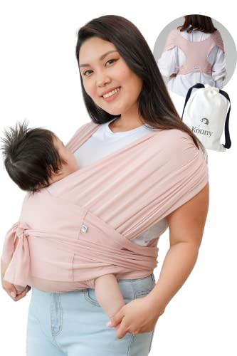 Konny Baby Carrier FLEX AirMesh(Head Support) - Summer Adjustable Summer, Easy to Wear and Wrap Baby Sling, Baby Wrap Carrier, Perfect for Newborn Babies Essentials up to 44 lbs (XS-XL) - Charcoal Konny