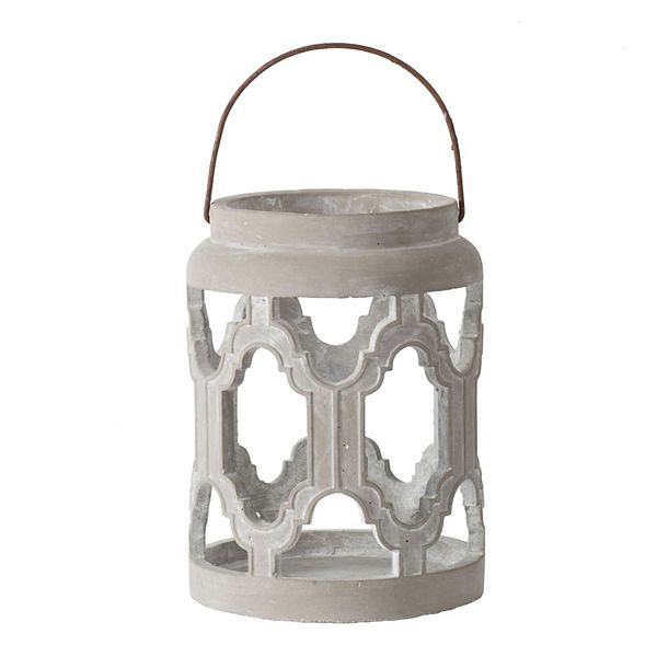 12.5&#34; Gray and Black Contemporary Cylindrical Lantern A&B Home