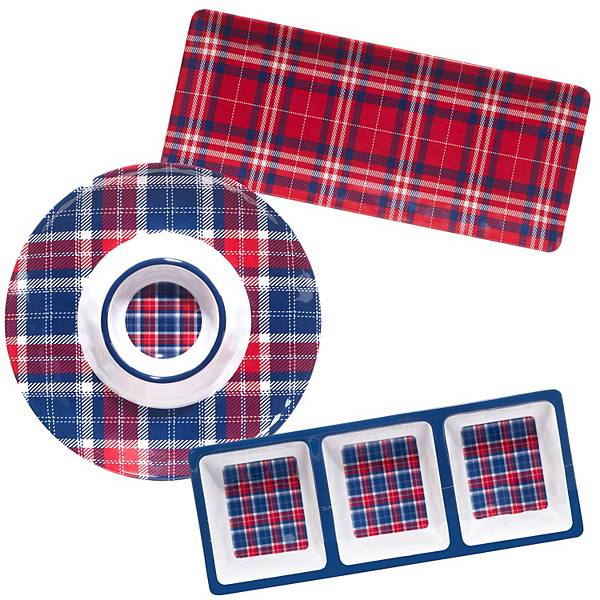 Certified International Patriotic Plaid 3-pc. Melamine Hostess Set Certified International