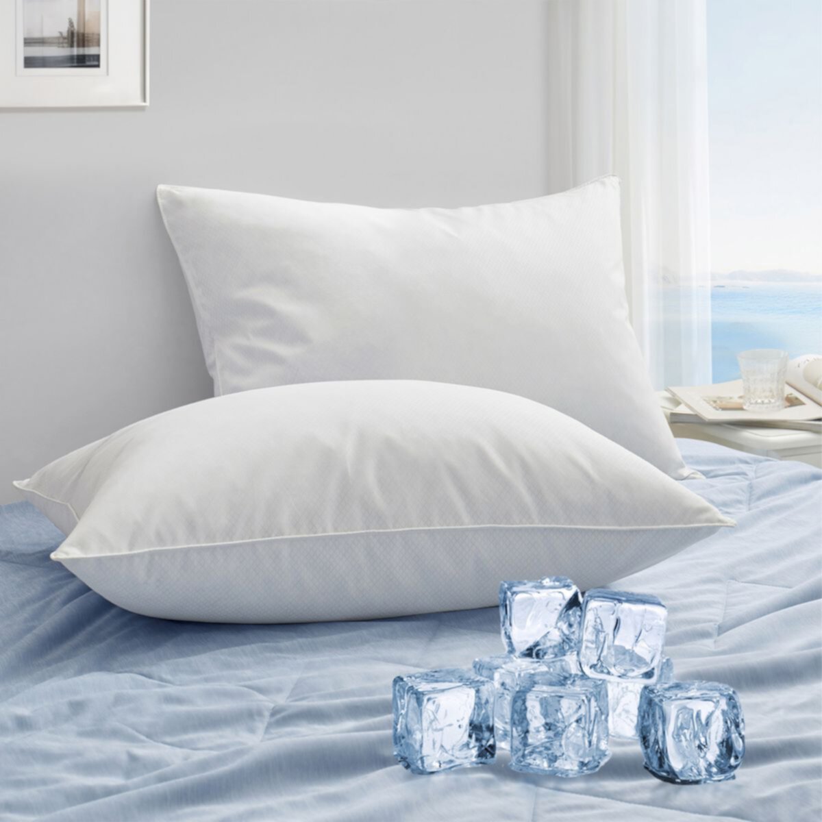 Unikome Chill Cooling Pillow - 2 Pack Hotel Luxury Goose Down Pillows For Sleeping UNIKOME