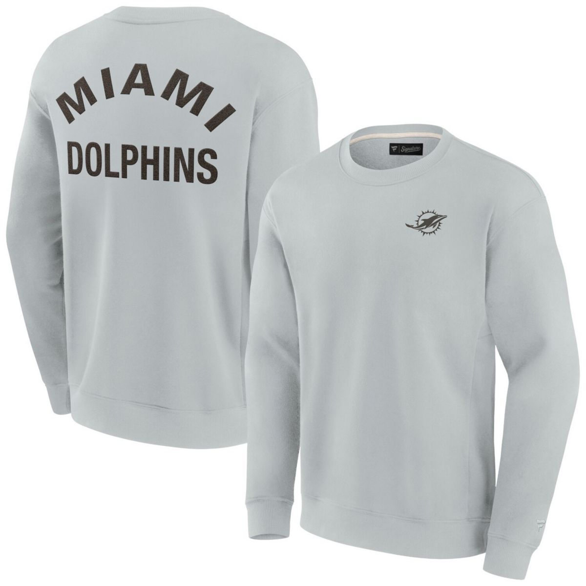 Unisex Fanatics Signature Gray Miami Dolphins Super Soft Pullover Crew Sweatshirt Fanatics Signature