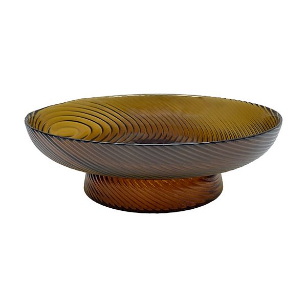 Ribbed Tinted Glass Bowl Table Decor Everyday Decor