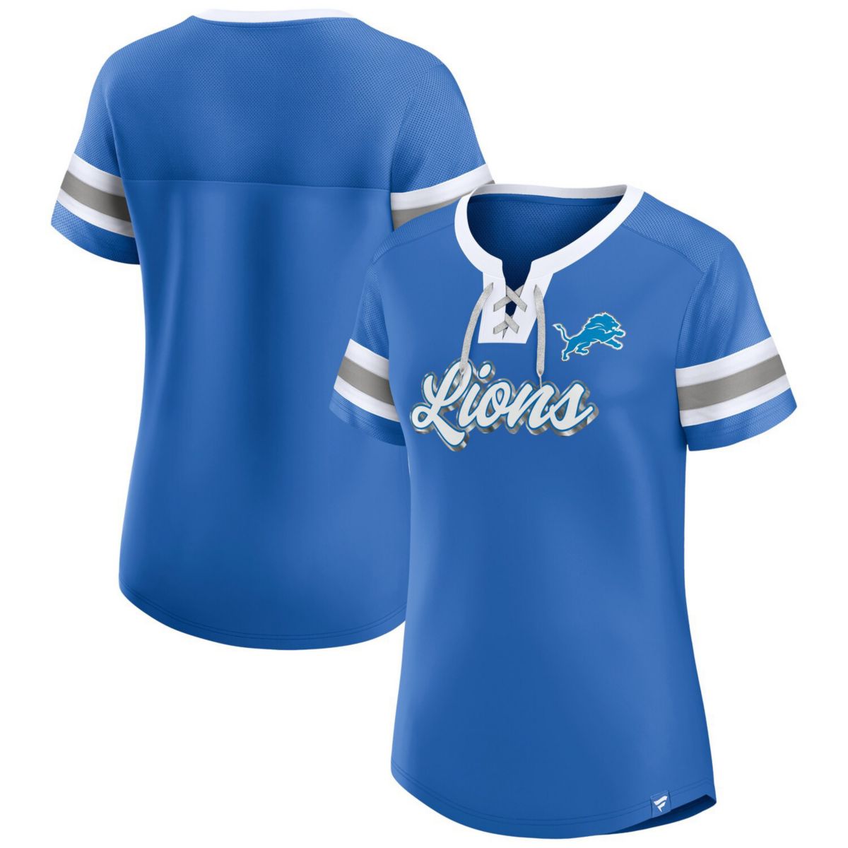 Women's Fanatics Blue Detroit Lions Original State Lace-Up T-Shirt Fanatics Brands - White Label