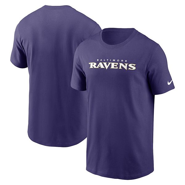 Фиолетовая мужская футболка Nike Primetime Wordmark с логотипом Baltimore Ravens из 100% хлопка NFL