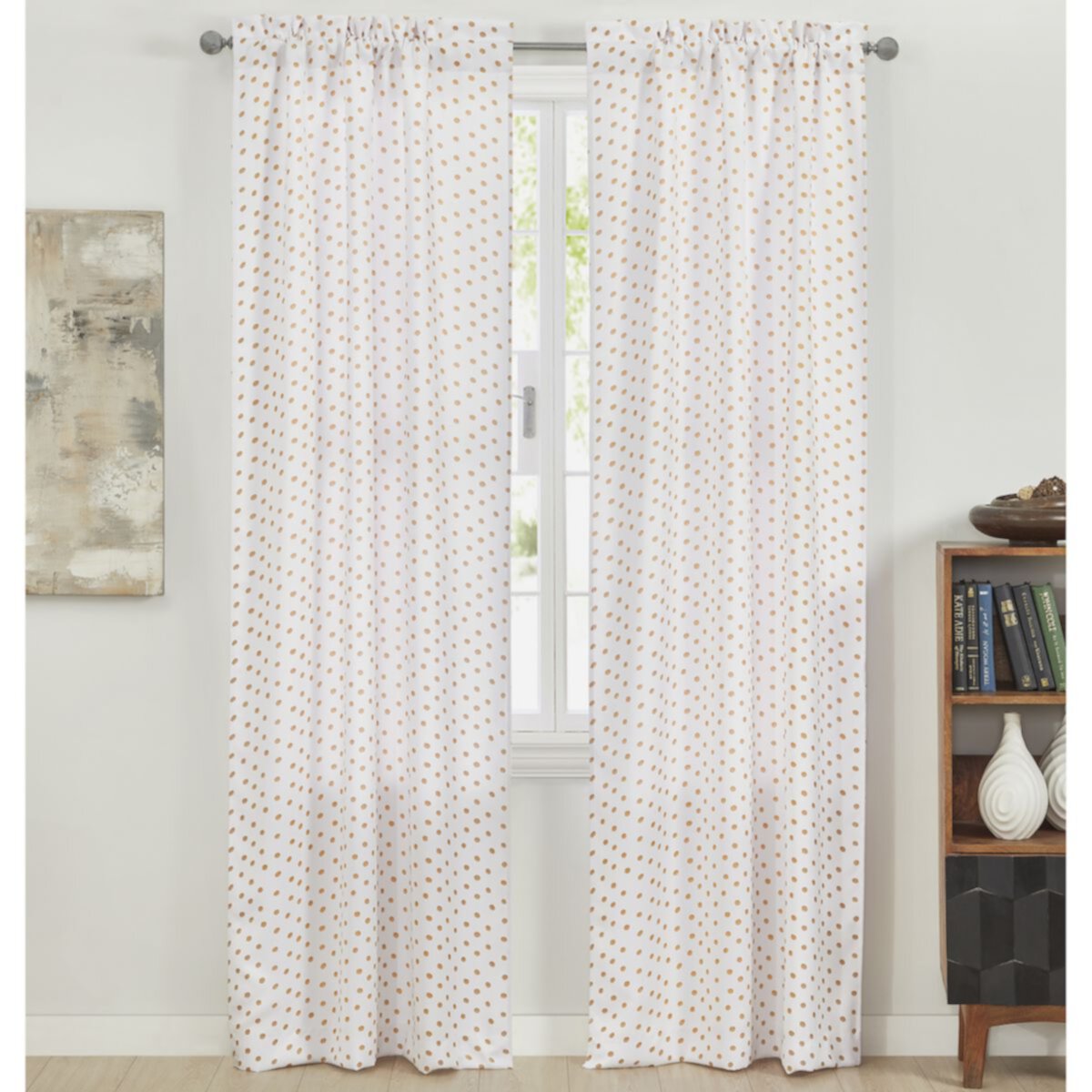 VCNY Home Dots Glow-in-the-Dark Light Filtering 2-Piece Window Curtain Panel Set VCNY HOME