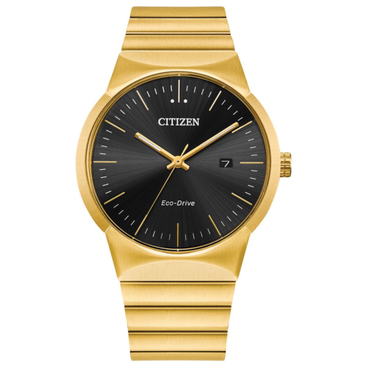 Citizen Men's Eco-Drive Modern Axiom Gold Tone Stainless Steel Black Dial Bracelet Watch Citizen