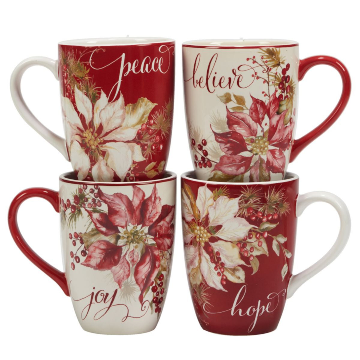 Certified International Set of 4 Winter's Joy Mugs Certified International