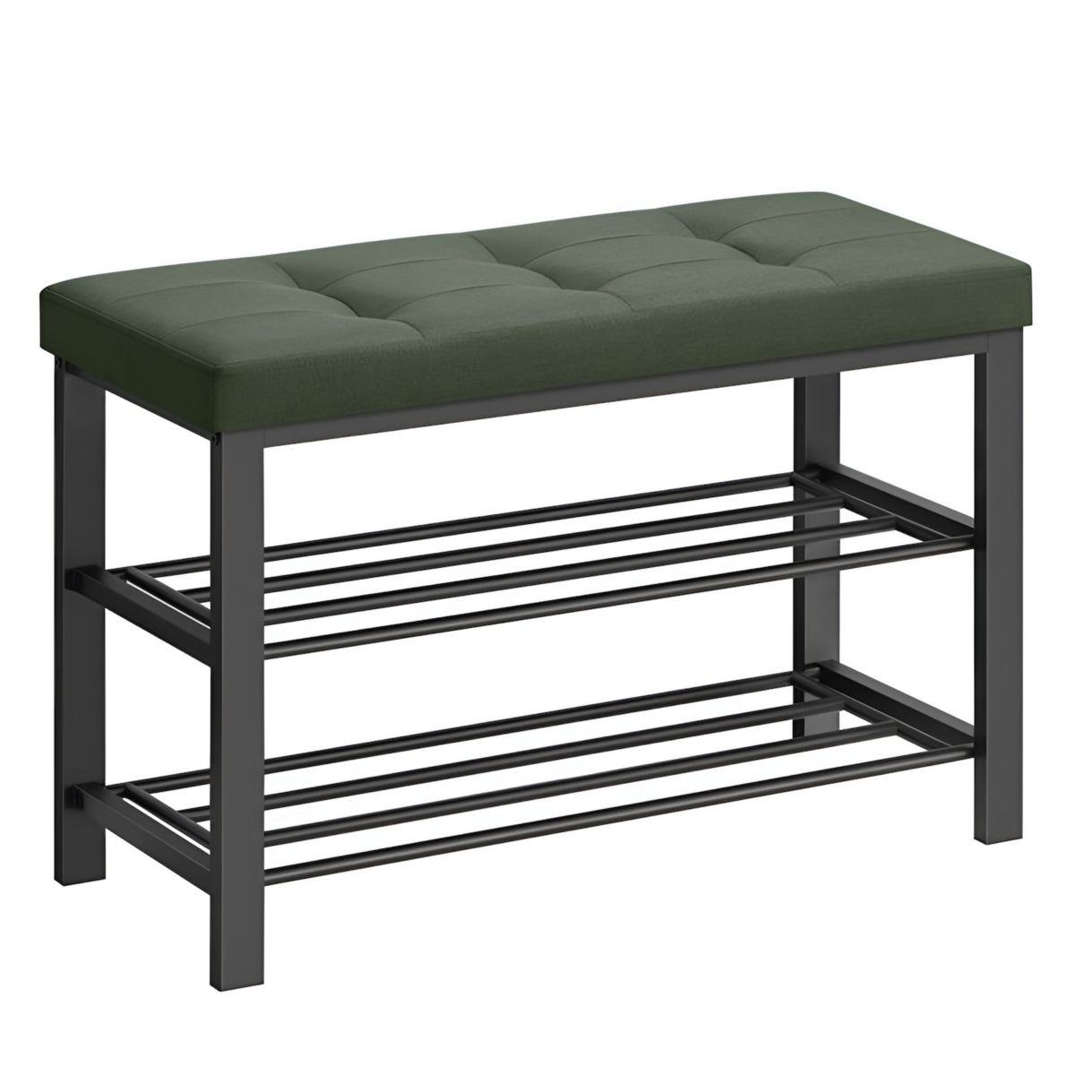 3-tier Shoe Storage Bench For Entryway With Foam Padded Seat, Linen, Metal Frame Slickblue