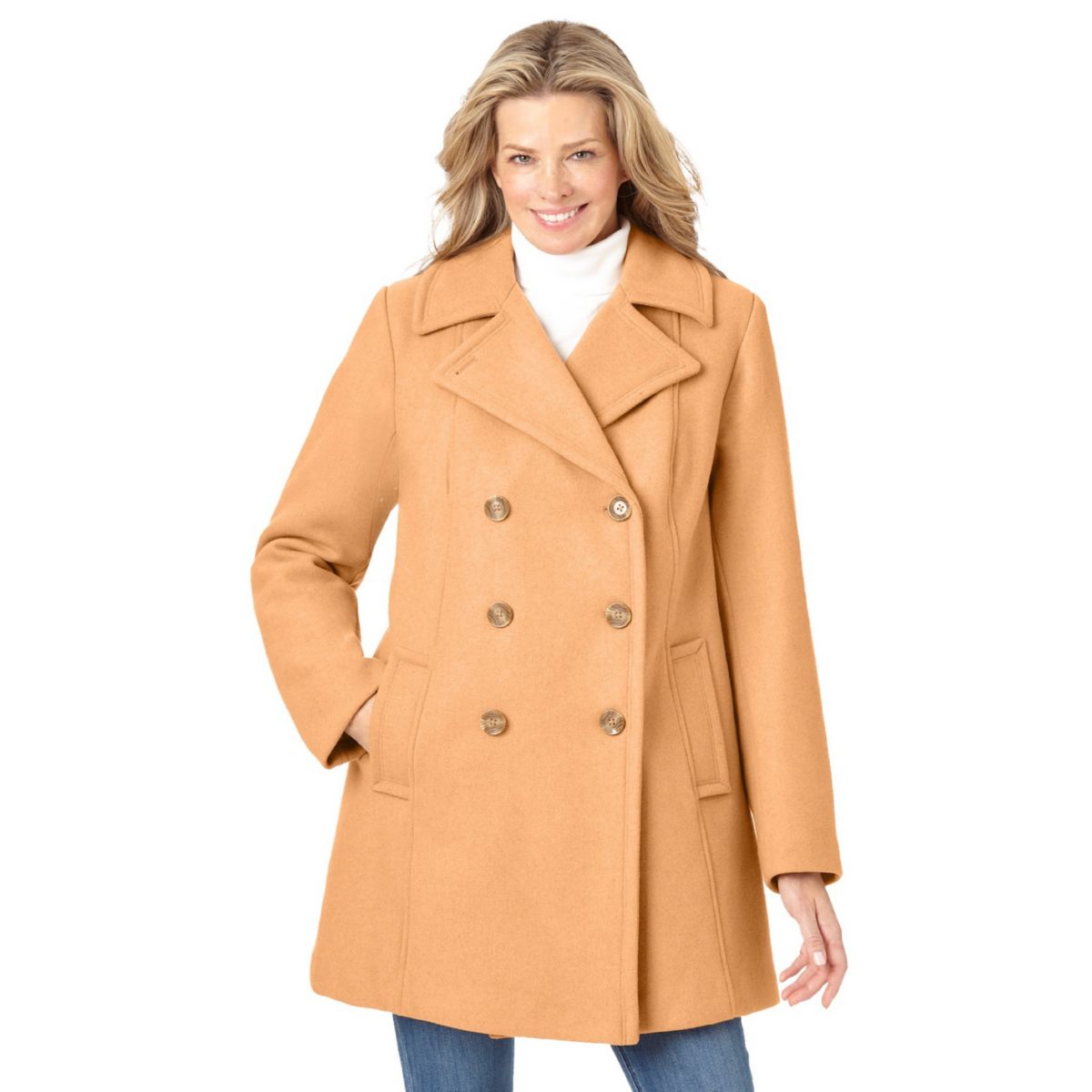 Woman Within Women's Plus Size Wool-blend Double-breasted Peacoat Woman Within