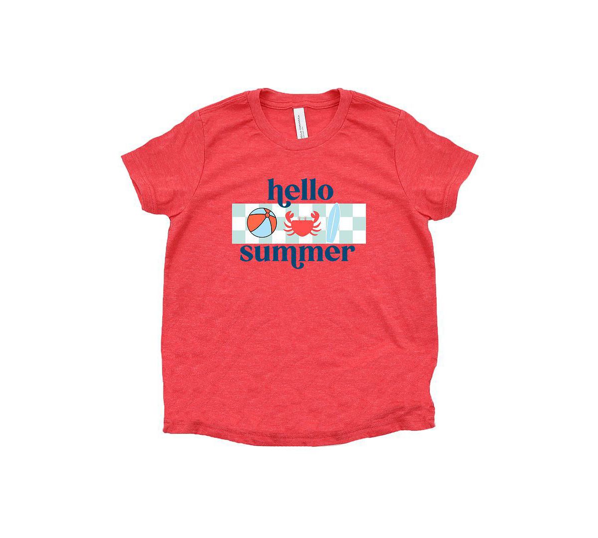 Футболка Джерси The Juniper Shop Для Мальчиков Hello Summer Checkered Toddler Short Sleeve Graphic Tee The Juniper Shop