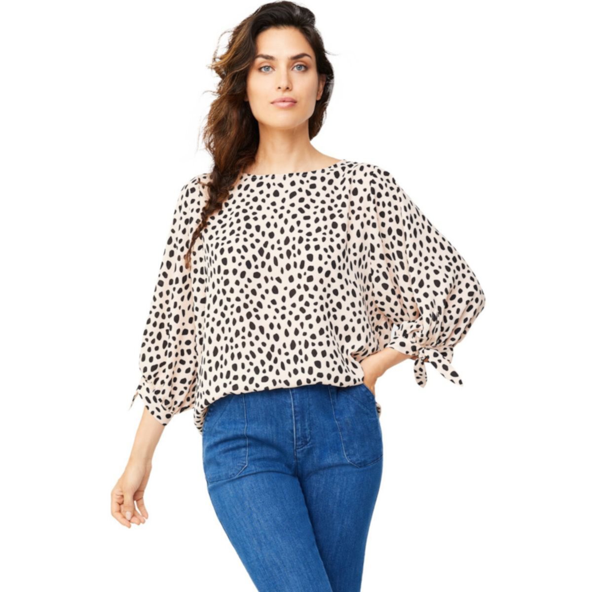 Ellos Women's Plus Size 3/4 Tie-sleeve Blouse Ellos