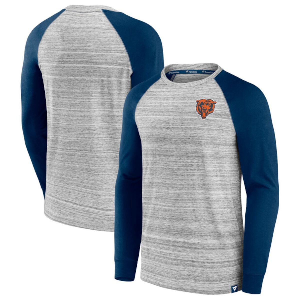 Men's Fanatics Heather Gray/Navy Chicago Bears Fair Shake Raglan Long Sleeve T-Shirt Fanatics Brands - White Label