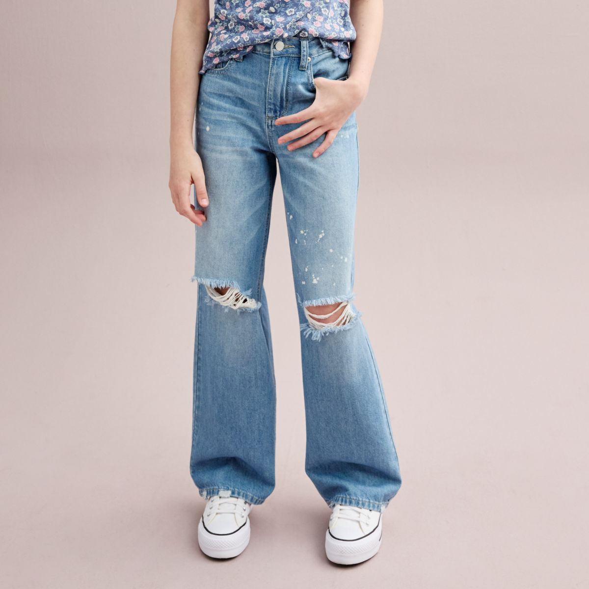 Джеггинсы Vanilla Star Для девочек Bleach Splatter Wide Leg Denim Jeans Vanilla Star