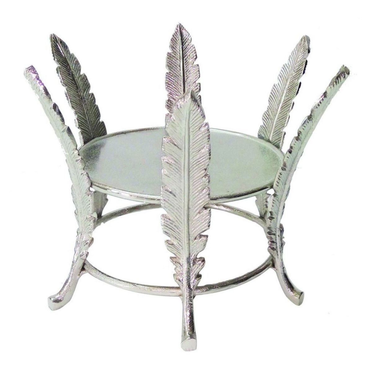 7&#34; Green and Silver Five-Leaf Pillar Candle Holder A&B Home