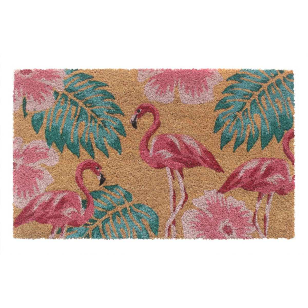 RugSmith Tres Flamingo and Ferns Doormat RugSmith