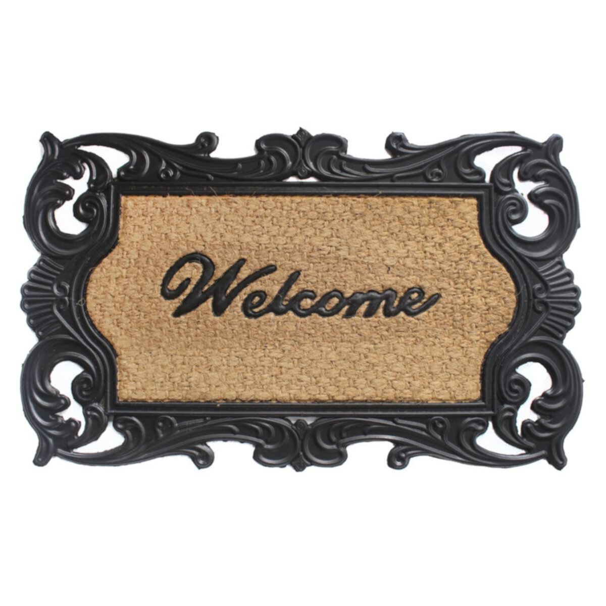 RugSmith Welcome Faux Ornamental Iron Grate Doormat RugSmith