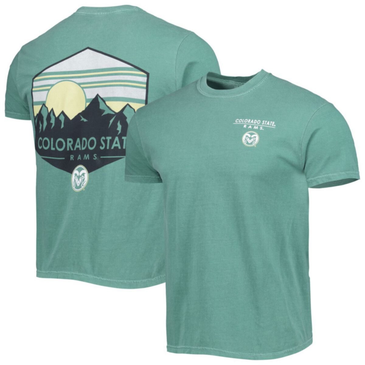 Men's Green Colorado State Rams Landscape Shield T-Shirt Image One