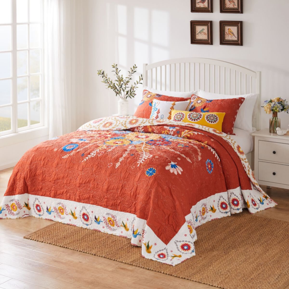 Greenland Home Fashions Topanga Floral Quilt Set with Shams Greenland Home Fashions