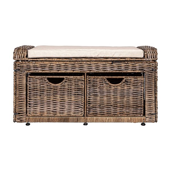 Palermo 2 Drawer Wicker Storage Bench Happimess