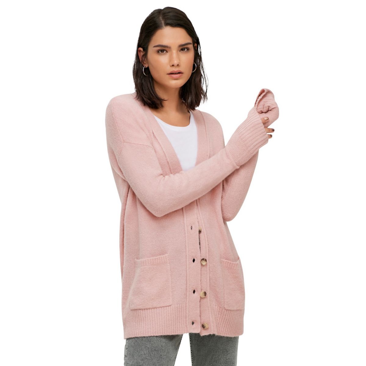 Ellos Women's Plus Size Relaxed Cardigan With Pockets Ellos